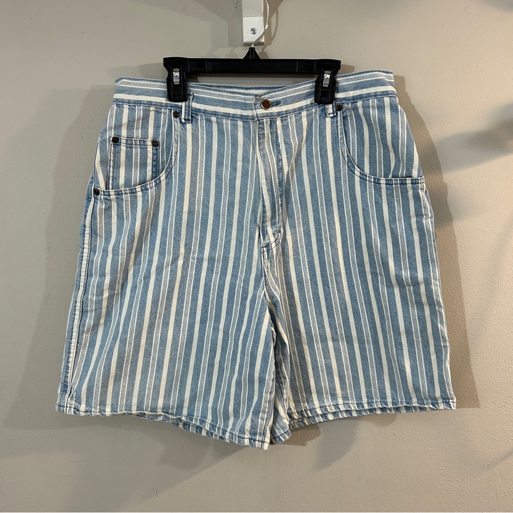 Vintage Genuine Sonoma Jeans Company Blue & White Striped Denim Baggy Shorts